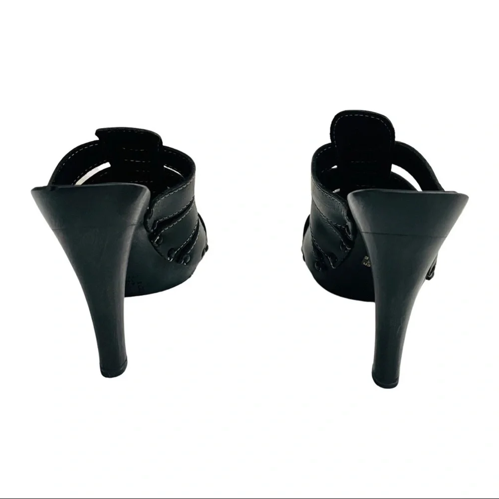 NIB Michael Kors Black Leather High Heel Stitched Clogs - Picture 7 of 10